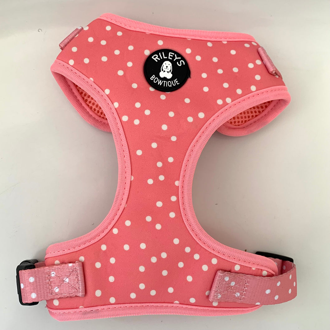 Adjustable Harness - Polka Dogs (Pink)